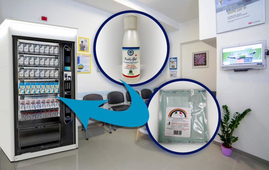 gel igienizzante e mascherine per distributori automatici